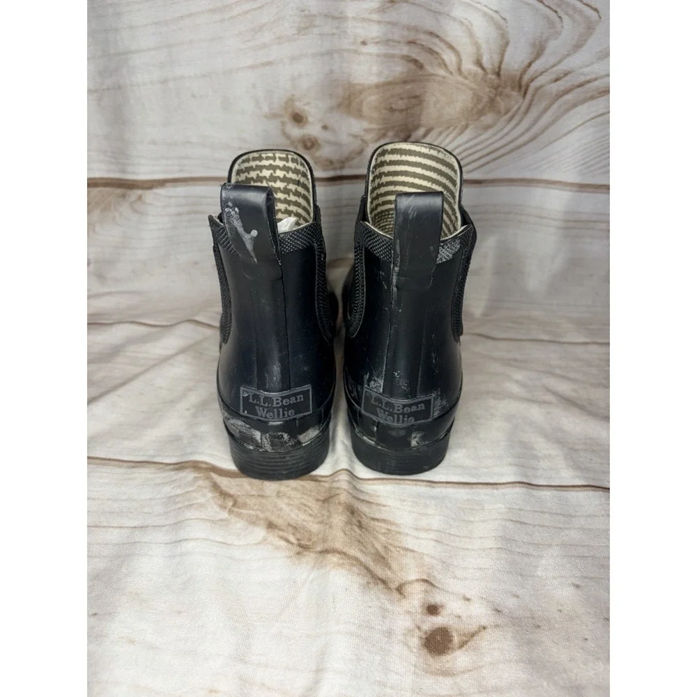 L.L.Bean Wellie Chelsea Rain Boots‎ Women's Size 7 Black Waterproof Ankle Boots